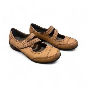 Naturalizer N5 Comfort Sz 7W Brown leather Women’s Mary Jane Shoes Velcro Strap